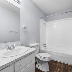 updated bathroom at Copper Creek Apartments located in Tuscaloosa, AL